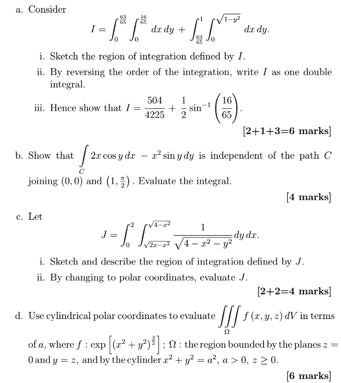 Solved Consider I 4v Dx Dy F Dx Dy Sketch The Region Of Integration Defined By I By Reversing The Order Of The Integration Write As One Double Integral 504 16 Iii