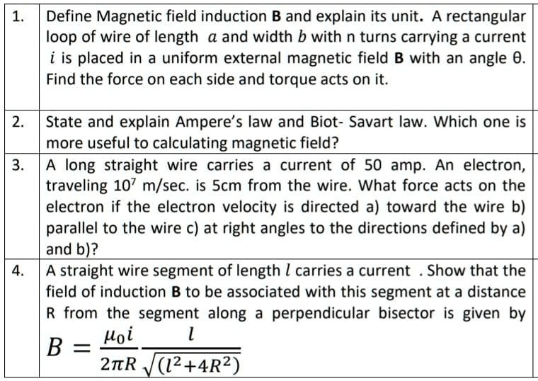 SOLVED Define field induction B and explain its unit A