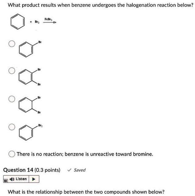 SOLVED What product results when benzene undergoes the halogenation