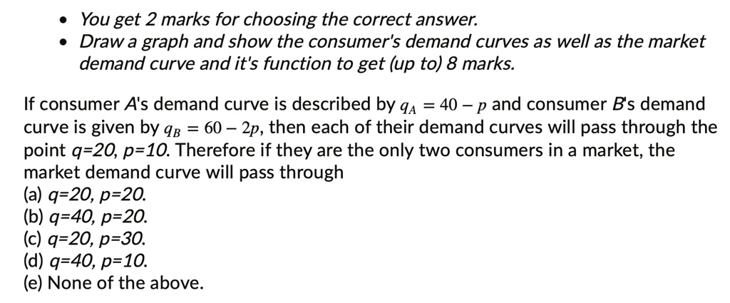 solved: the graph shows a demand curve. demand curve 2... SOLVED: You get 2 marks for choosing the correct answer: Draw a graph ...