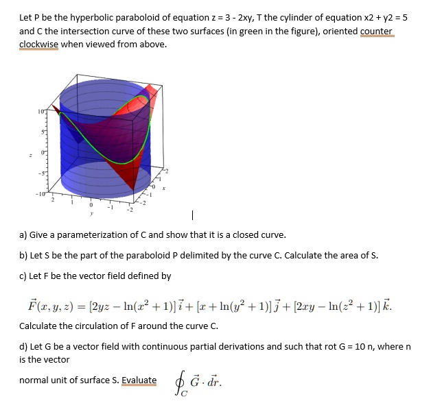 SOLVED: Let be the hyperbolic paraboloid of equation 2 = 3 Zxy, Tthe ...
