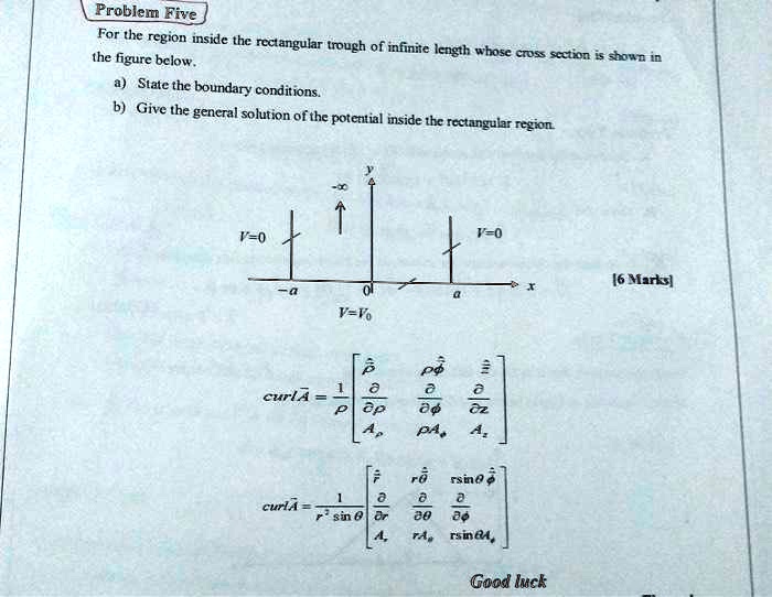 Problem Five For the region inside the rectangular trough of infinite ...