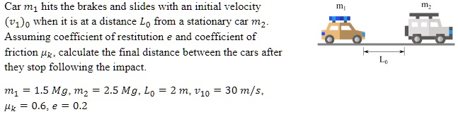 SOLVED: Car m hits the brakes and slides with an initial velocity (vâ ...