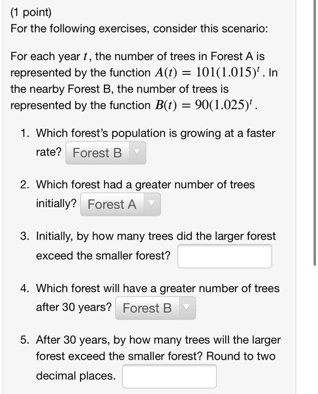SOLVED point) For the following exercises, consider this scenario For