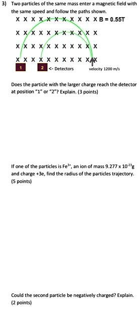 SOLVED: Two particles of the same mass enter a magnetic field with the ...