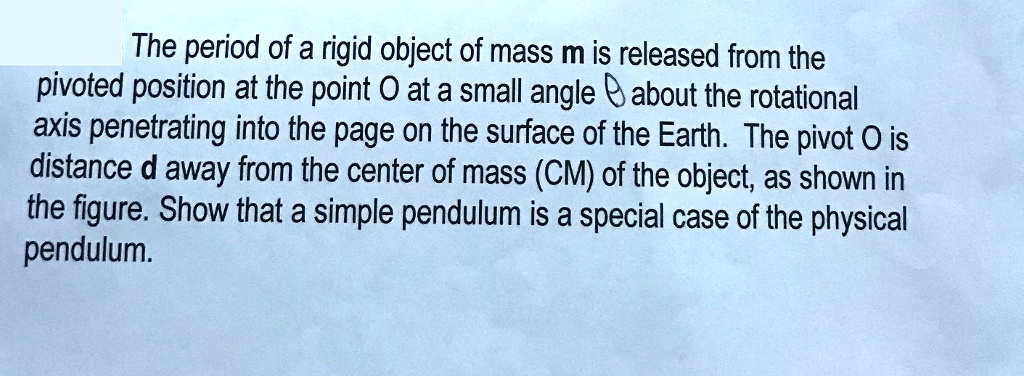 SOLVED: The period of a rigid object of mass m is released from the ...