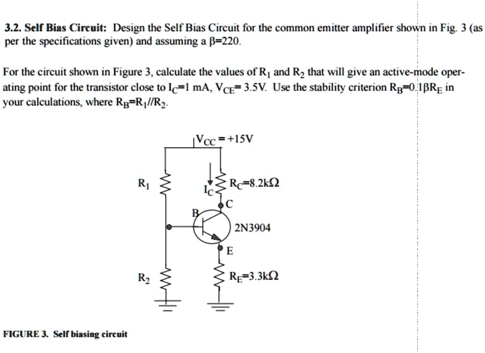 32self bias circuit design the self bias circuit for the common emitter ...