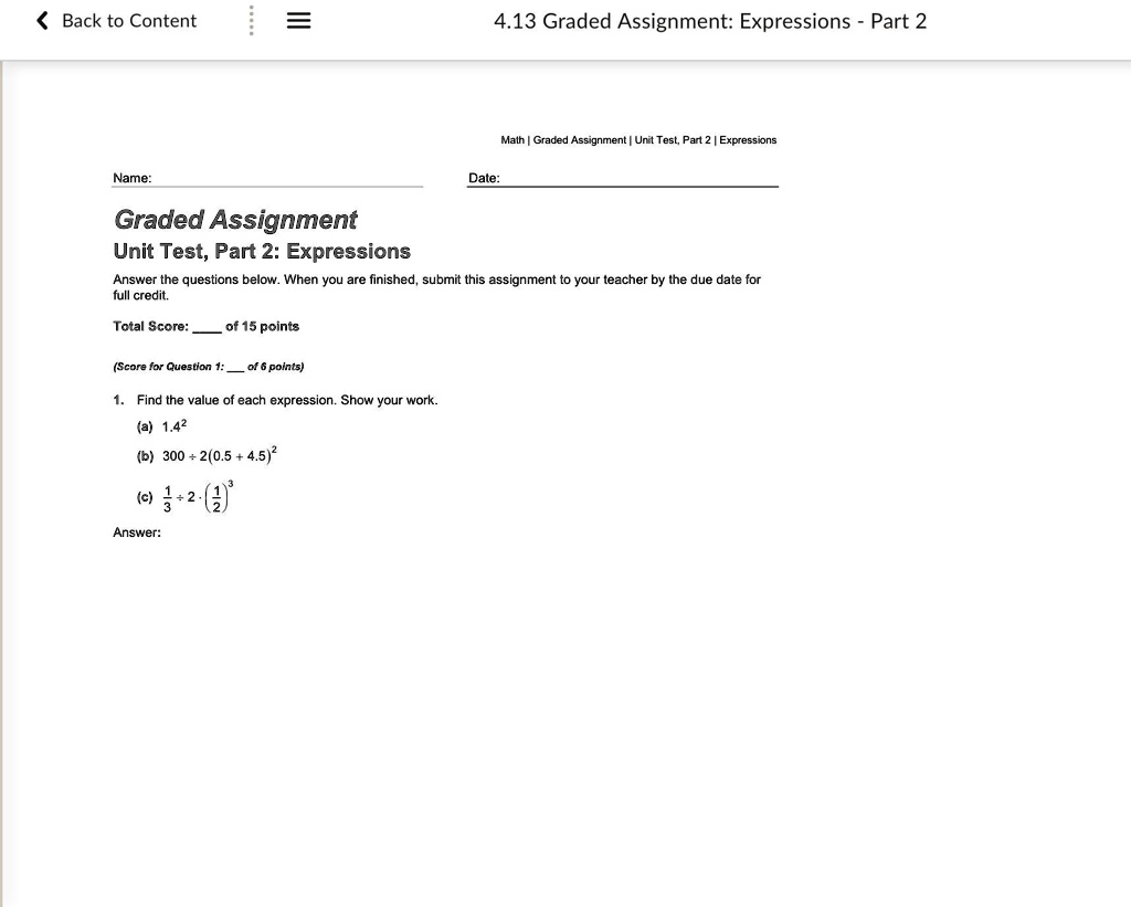 SOLVED: 'Can someone help me with this Back to Content 4.13 Graded ...