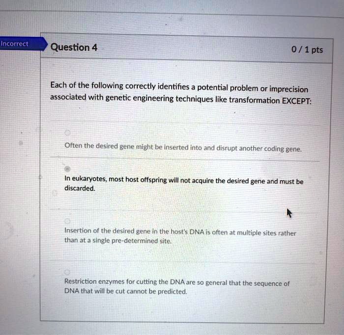 Solved Question 4 01 Pts Each Of The Following Correctly Identifies Potential Problems Or 6836