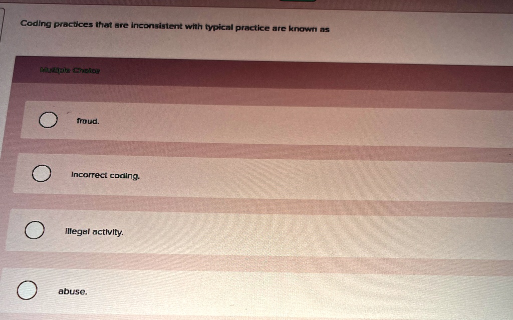 Practical Inconsistency coding practices that are inconsistent with typical practice are known ...
