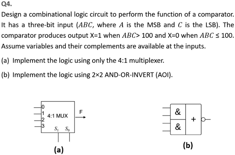 q4 design a combinational logic circuit to perform the function of a ...