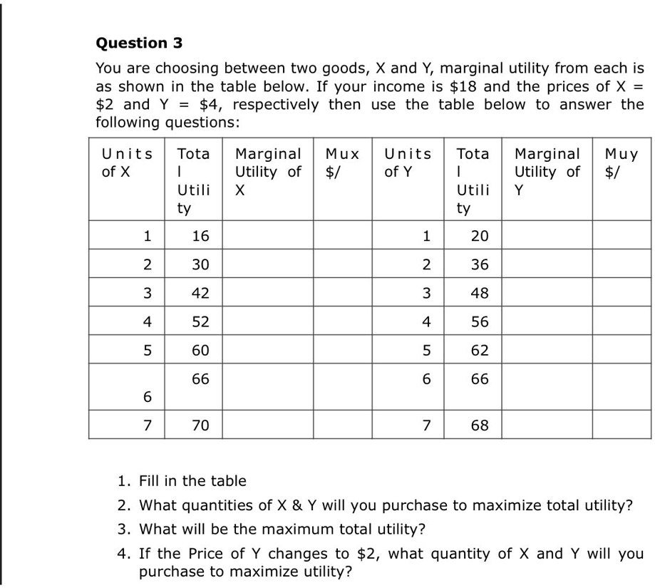 SOLVED: Question 3 You are choosing between two goods, X and Y ...