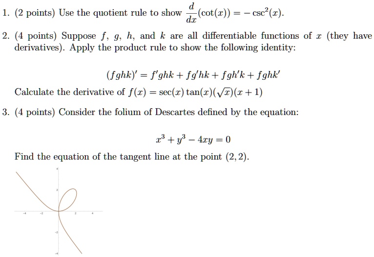 Video Solution: Use The Quotient Rule To Show That (cot(x))' = -csc^2(x 