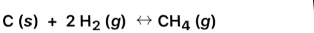 C (s) + 2 H2 (g) ↔CH4 (g)