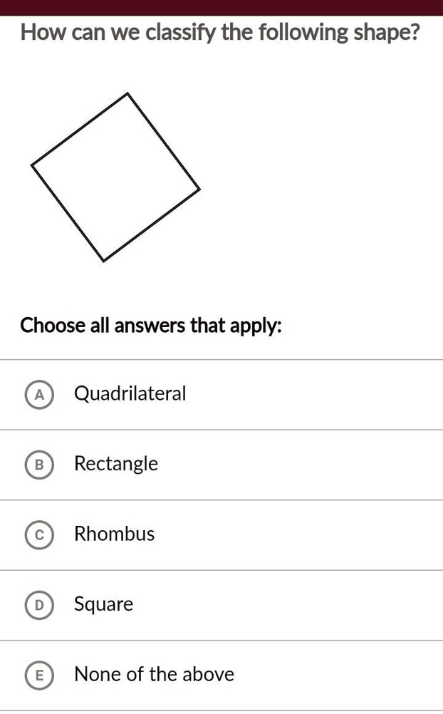 Solved Please Answer How Can We Classify The Following Shape Choose All 1253