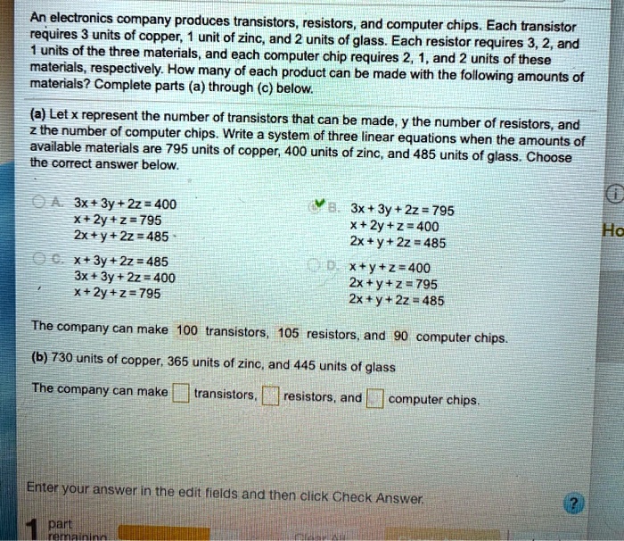 SOLVED An electronics company produces transistors, resistors, and