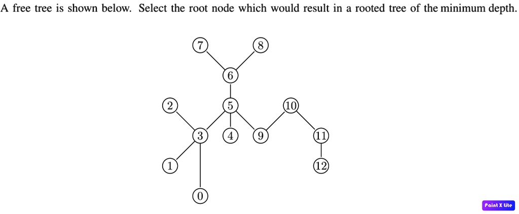 SOLVED: A free tree is shown below. Select the root node that would ...
