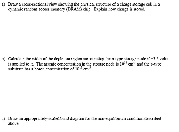 a) Draw a cross-sectional view showing the physical structure of a ...