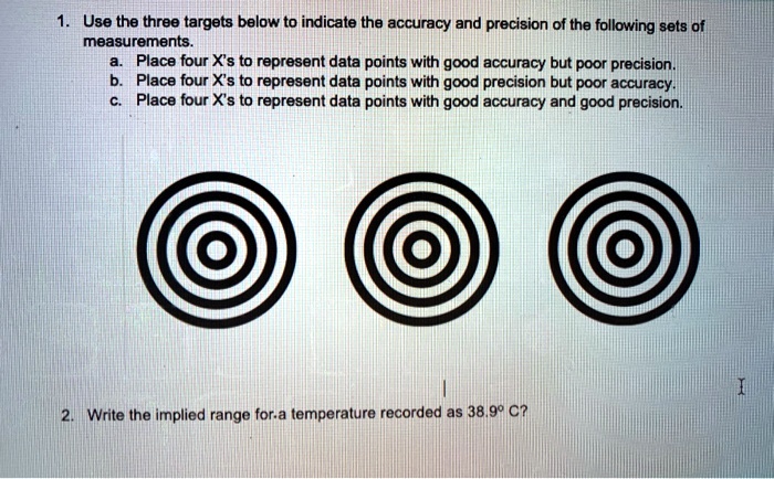 SOLVED: Use the three targets below to indicate the accuracy and