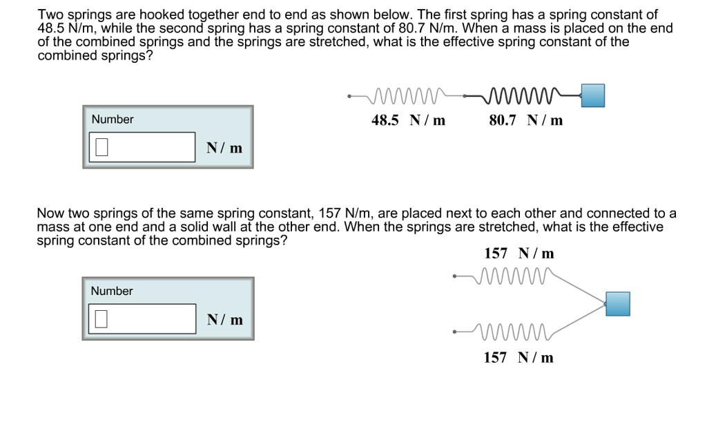 SOLVED Two springs are hooked together end to end as shown below The