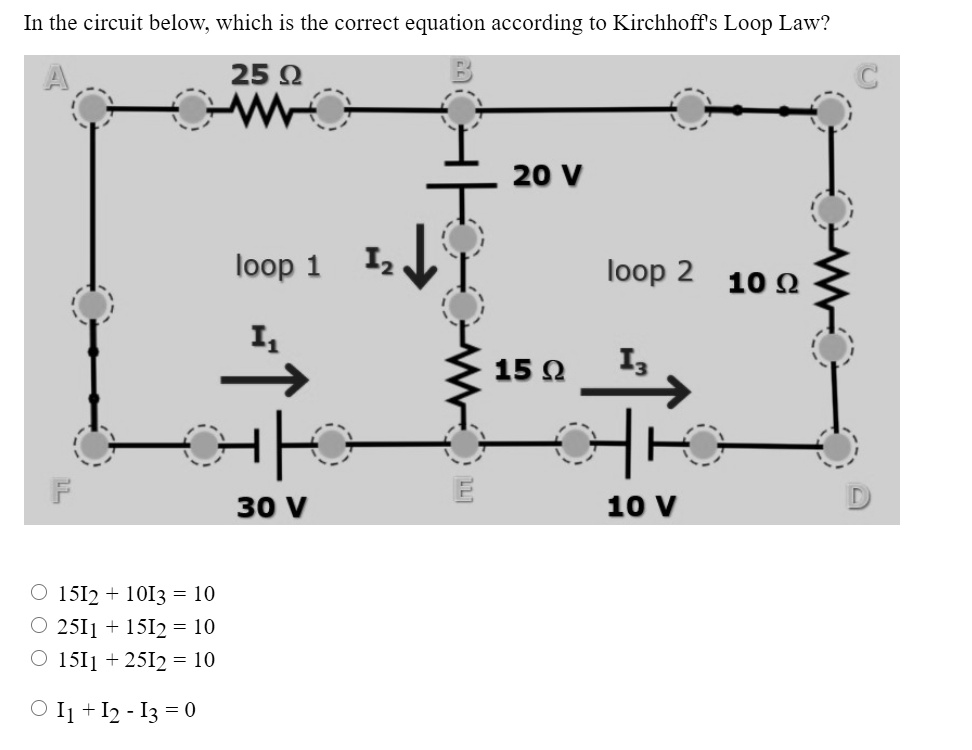 SOLVED: In the circuit below; which is the correct equation according ...