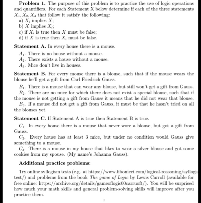 SOLVED: Problem 1: The purpose of this problem is to practice the use ...
