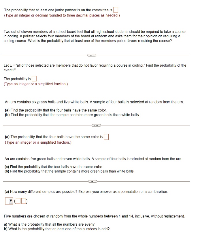 Texts: The probability that at least one junior partner is on the ...