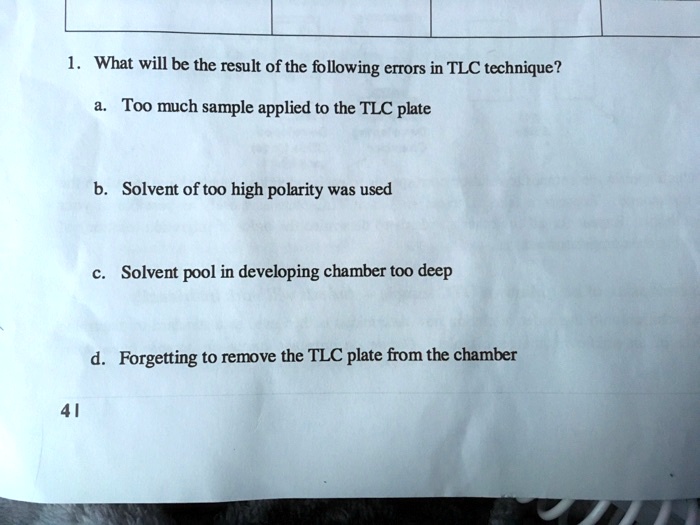 SOLVED What will be the result of the following errors in TLC