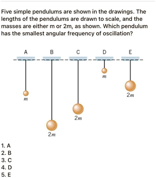 Solved Five Simple Pendulums Are Shown In The Drawings The Lengths Of