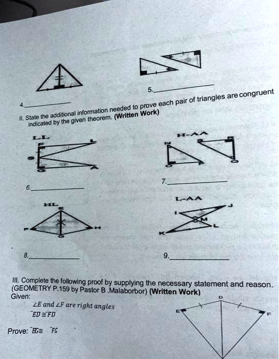 Congruent pair of triangles are prove each information...
