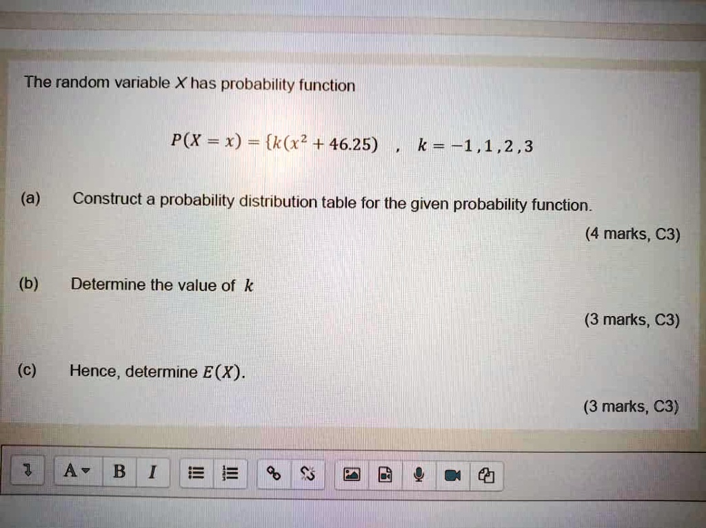The random variable x has probability function px x kkx2...