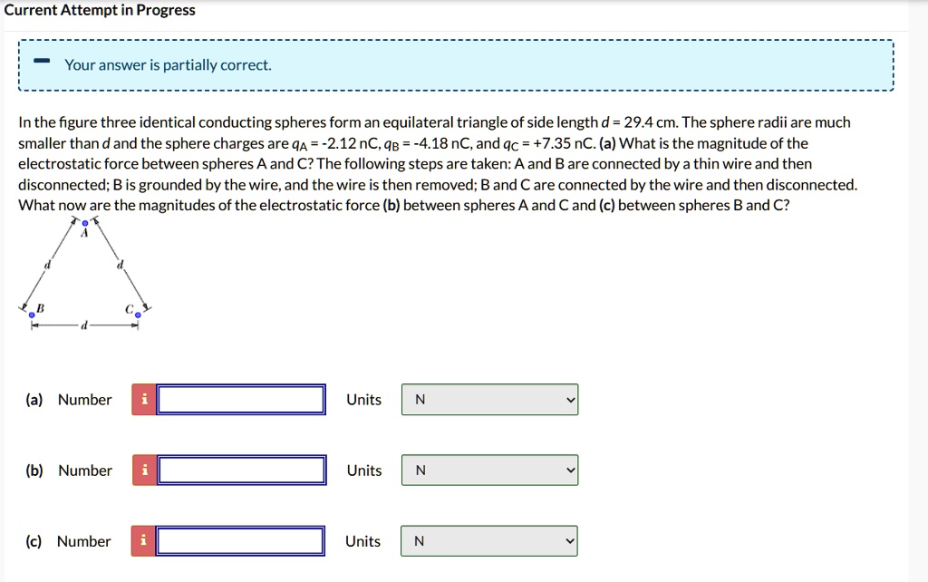 In the figure, three identical conducting spheres form an equilateral