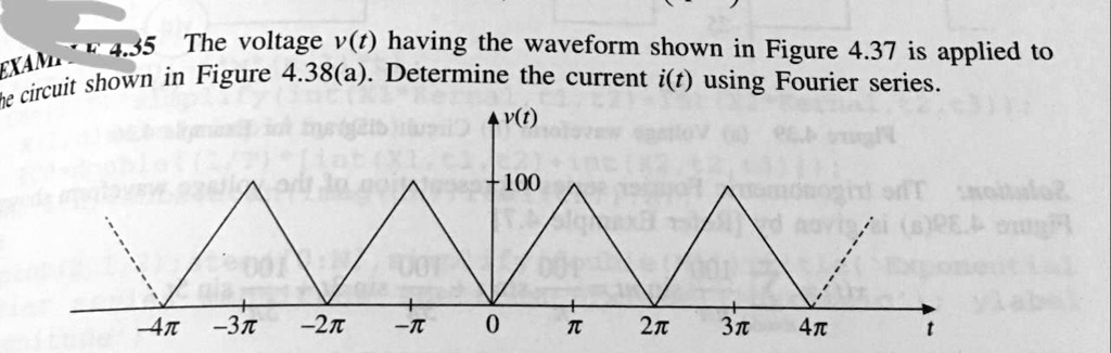SOLVED: 4.5 The voltage v(t) having the waveform shown in Figure 4.37 ...