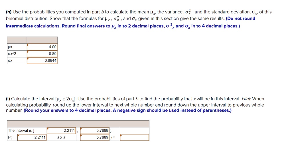 H use the probabilities you computed in part b to calculate...