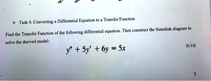 Task 4 Converting A Differential Equation To A Transfer
