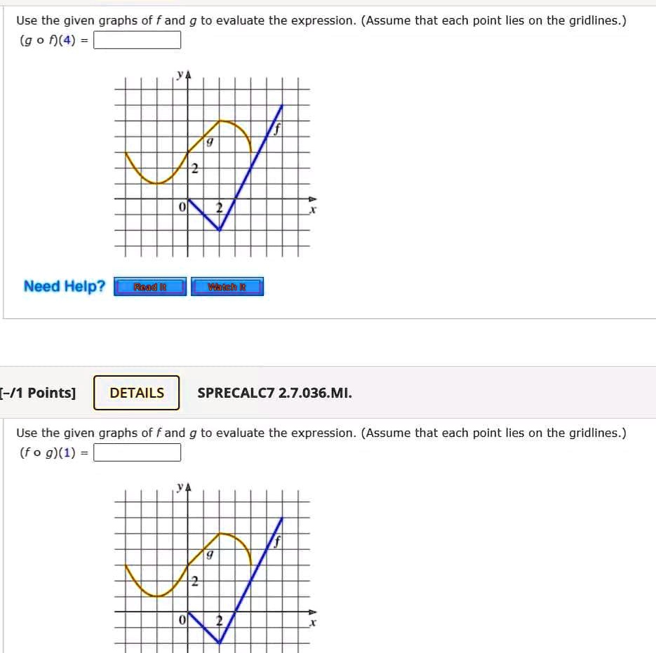 Solved Use The Given Graphs Of F And G To Evaluate The Expression