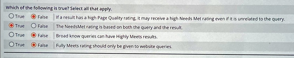 Which Of The Following Is True About Highly Meets Rating which of the following is true select all that apply true false if a