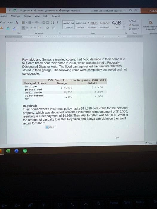 Reynaldo and Sonya, a married couple, had flood damage in their home due to a dam break near