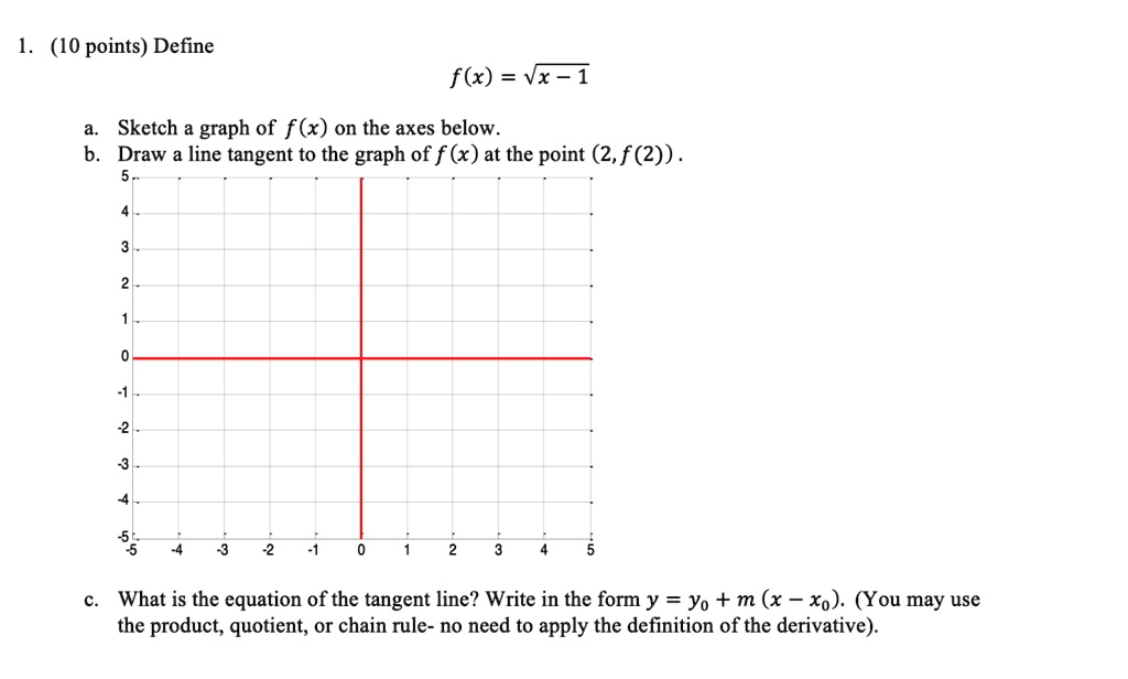 (10 Points) Definef(x) =vx-1sketch A Graph Of F (x) O… - Solvedlib