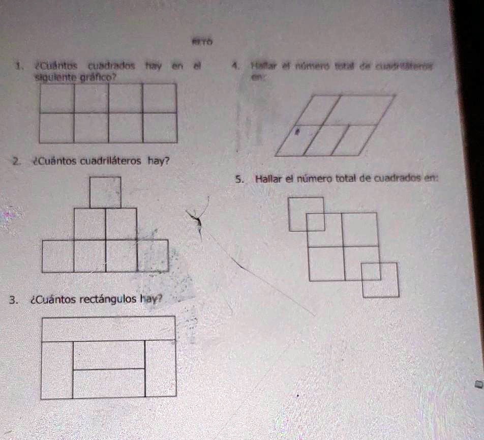 SOLVED: RETO el ¿Cuántos cuadrados hay en siguiente gráfico? 4. Hallar ...