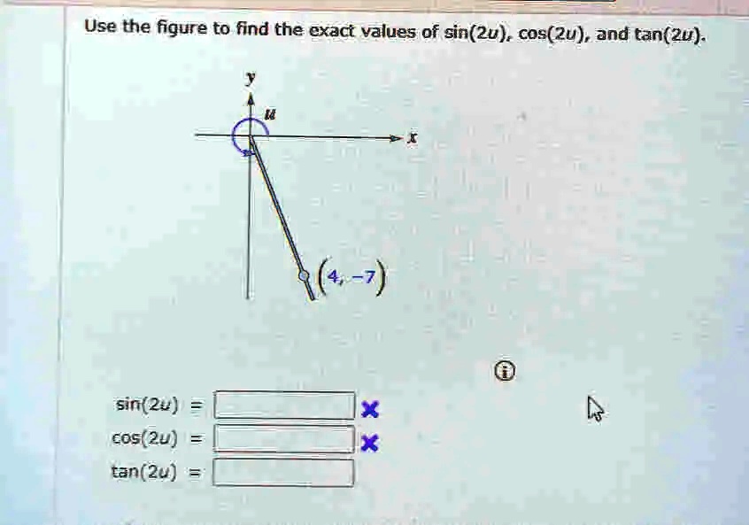 SOLVED Use The Figure To Find The Exact Values Of Sin 2u Cos 2u And solved-use-the-figure-to-find-the-exact-values-of-sin-2u-cos-2u-and