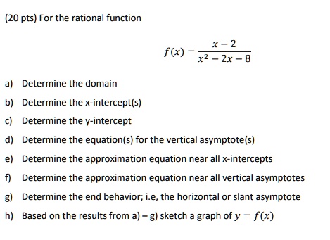 Solved Pts For The Rational Function X 2 F X X2 2x 8 Determine The Domain Determine The X Intercept S Determine The Intercept Determine The Equation S For The Vertical Asymptote S Determine The