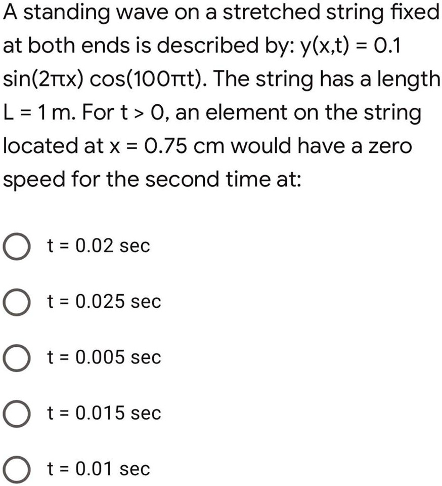 SOLVED:A standing wave on a stretched string fixed at both ends is ...