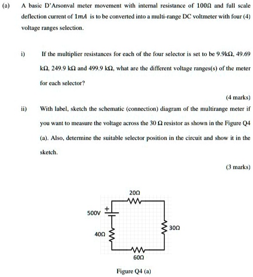 SOLVED A basic D'Arsonval meter movement with an internal resistance of 100 and a fullscale