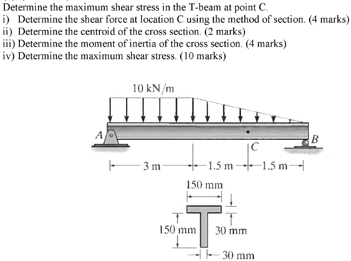 Determine The Maximum Shear Stress In T Beam At Point C - The Best ...