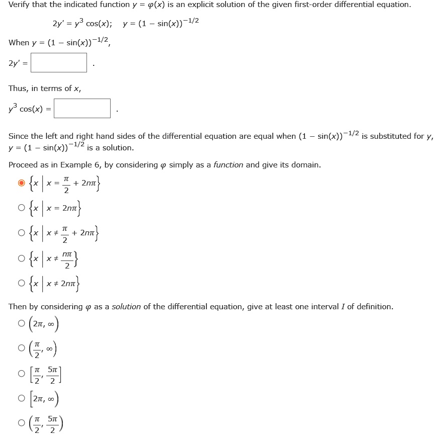 Solved Verify That The Indicated Function Y P X Is An Explicit Solution Of The Given First