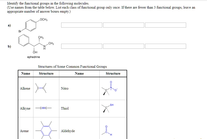 Identify The Functional Groups In The Following Molecules Use Names ...