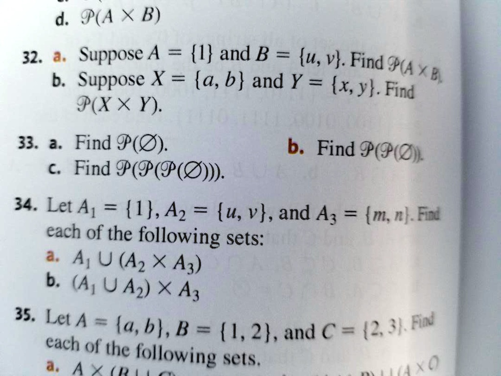 Solved D P A X B 32 8 Suppose A I And B U V Find S B Suppose X A B And Y X Y Find P Xx Y 33