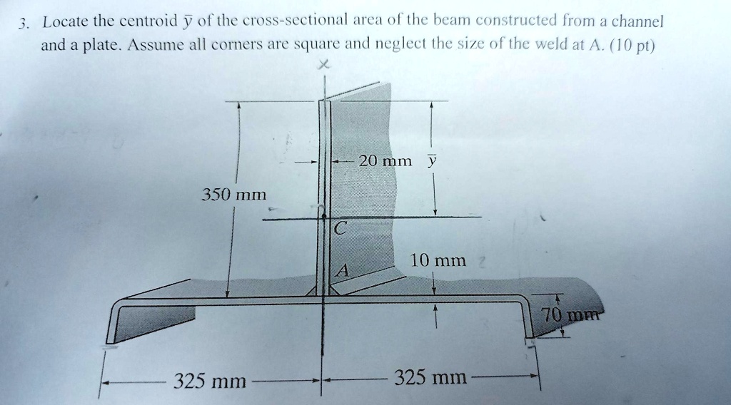 SOLVED: Locate the centroid y ofthe cross-sectional area of the beam ...