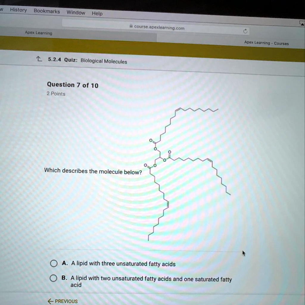 SOLVED Which describes the molecule below? A. A lipid with three